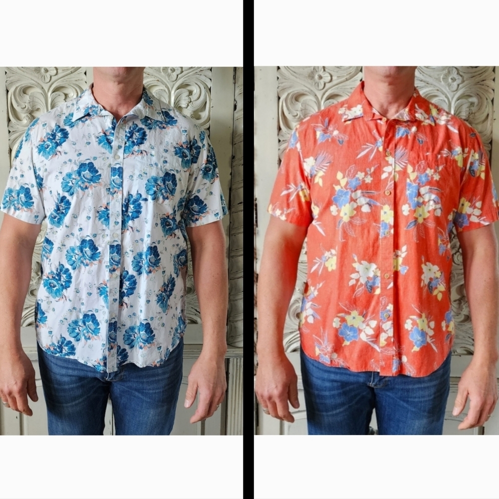TWO floral button down shirt bundle